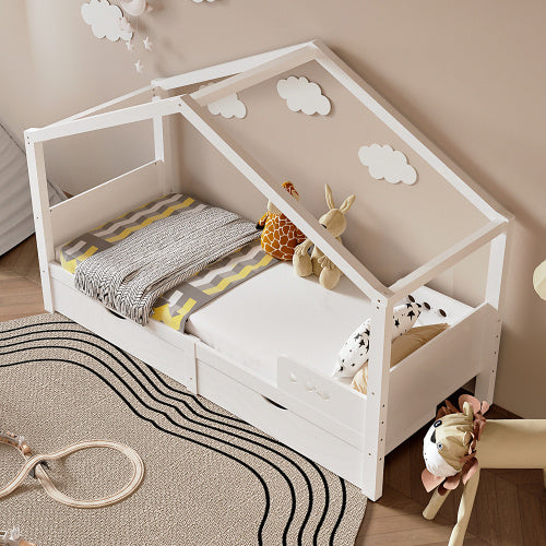 Solid Wood Children's Bed With Double Drawers - Kinder Bett Hausbett Kinderbett